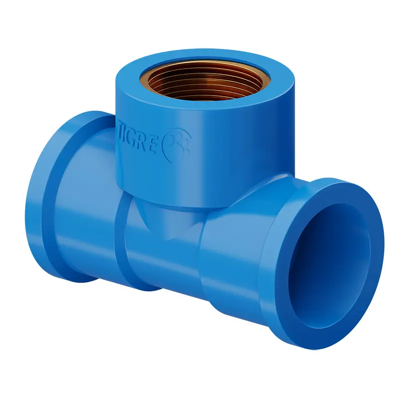 Te Azul com bucha latão 25mm x 3/4 PVC Tigre