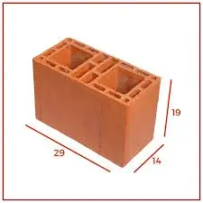 Tijolo Cerâmico Estrutural 14x19x29